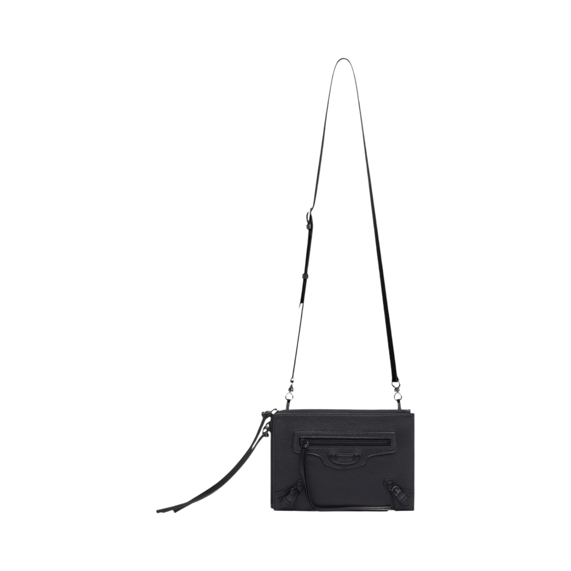 발렌시아가 네오 클래식 스몰 파우치 로고 스트랩 블랙