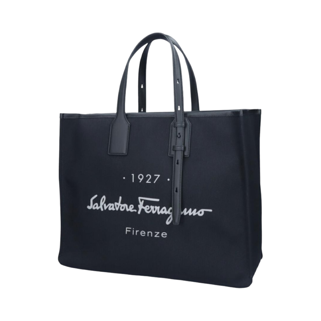 페라가모 1927 시그니쳐 토트백 블랙 라이노소러스 그레이(Ferragamo 1927 Signature Tote Bag Black Rhinoceros Grey) - 1
