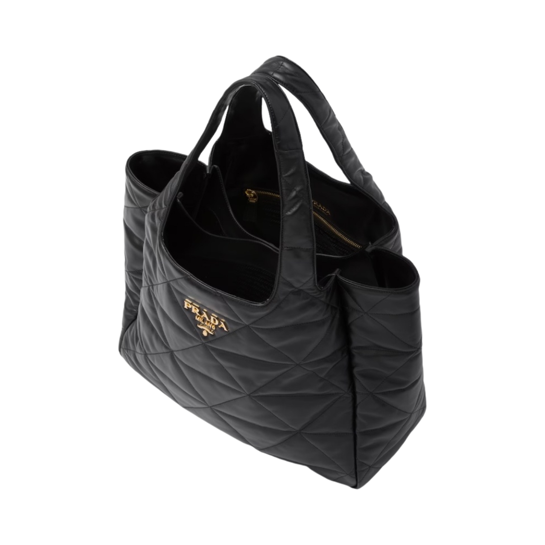 프라다 미디움 나파 레더 토트백 탑스티칭 블랙(Prada Medium Nappa Leather Tote Bag Topstitching Black) - 2