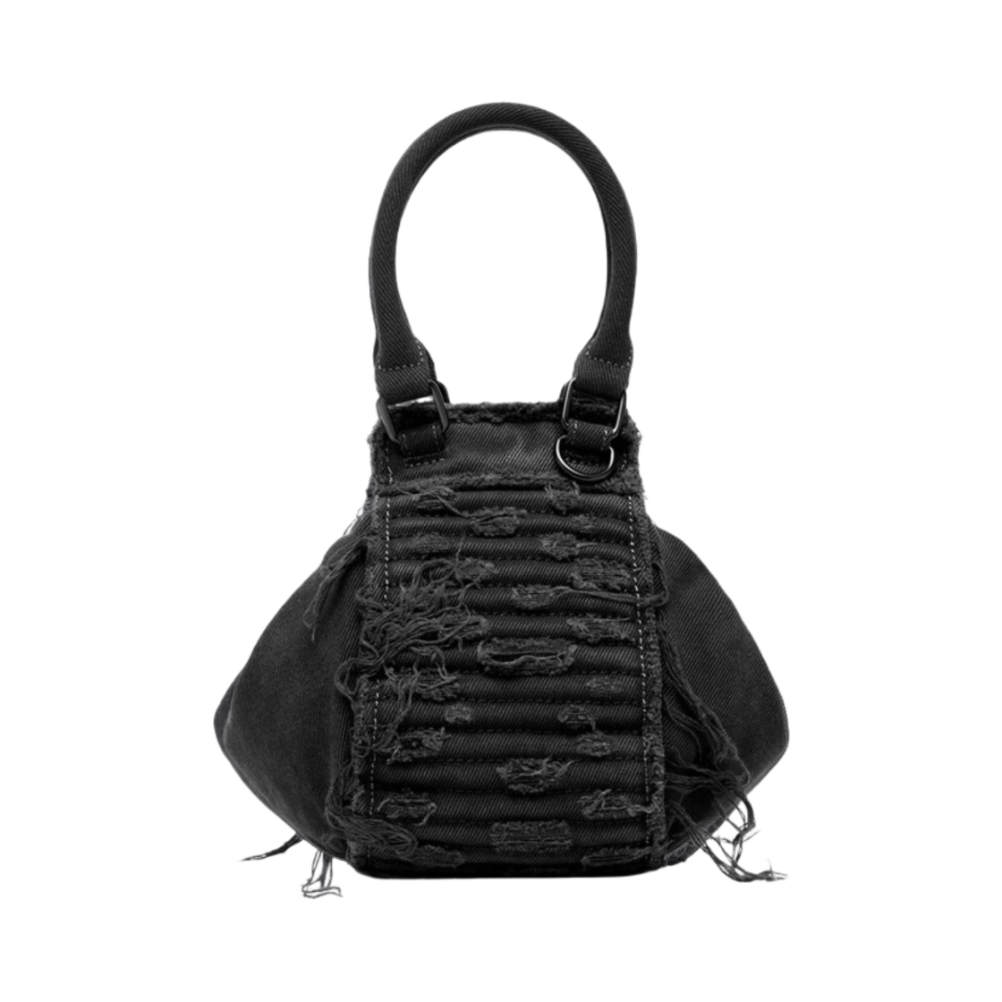 디젤 D-비나-C XS 슬라우치 캔버스 미니백 크리스탈 블랙(Diesel D-Vina-C Xs Slouchy Canvas Mini Bag with Crystals Black) - 3