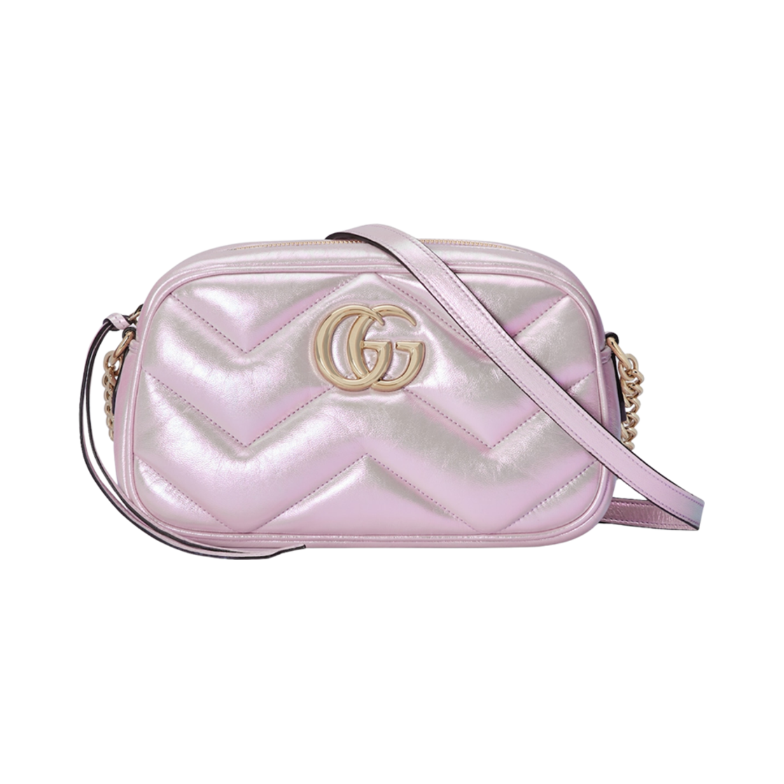 구찌 GG 마몽 스몰 숄더백 핑크 이리디센트 레더(Gucci GG Marmont Small Shoulder Bag Pink Iridescent Leather) - 1