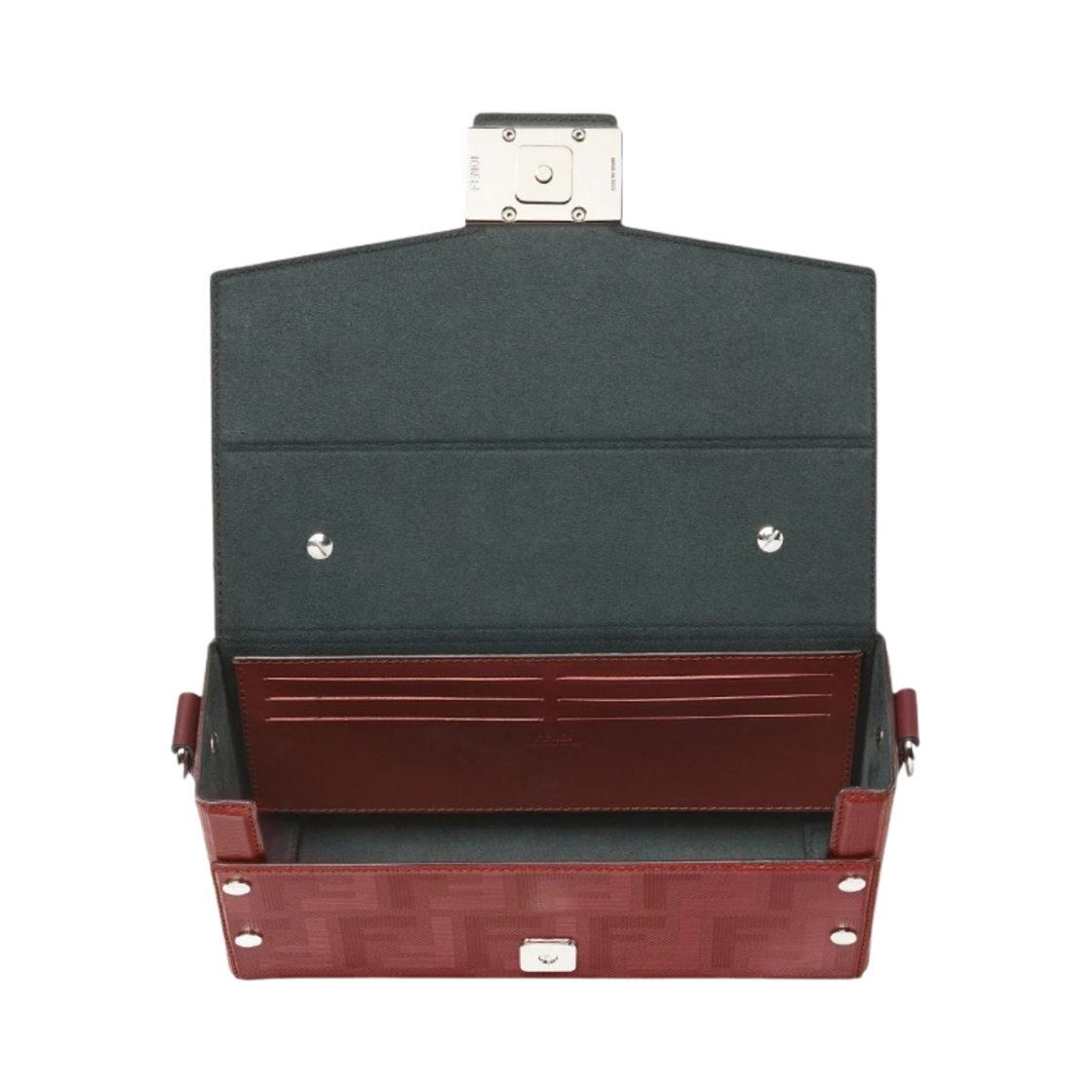 펜디 레더 바게트 소프트 트렁크백 다크 레드(Fendi Baguette Soft Trunk Leather Bag Dark red) - 4