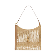 Saint Laurent Oxalis In Raffia Crochet And Vegetable Tanning Leather Bag Nature And Vintage Brown Gold