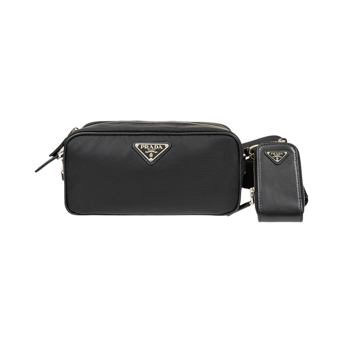 1BH197-RDLN-F0002 Prada Re-Nylon and Leather Shoulder Bag Black
