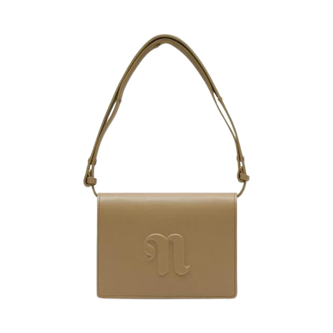나누시카 콘서티나 로고 엠보스드 숄더백 라이트 카키(Nanushka Concertina Logo Embossed Shoulder Bag Light Khaki)