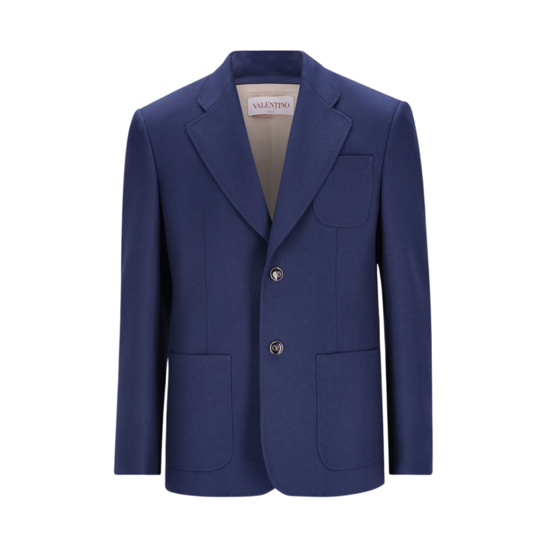 CEG959EBD51 Valentino Single Breasted Wool Gabardine Jacket Indigo