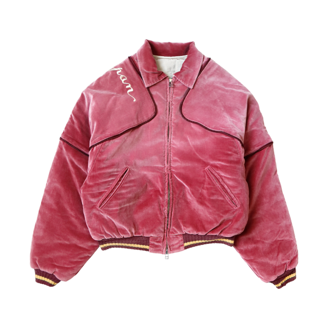 캐피탈 벨벳 시아미스 봄버 드리즐러 자켓 페이디드 레드(Kapital Velvet Siamese Bomber Drizzler Jacket Faded Red)