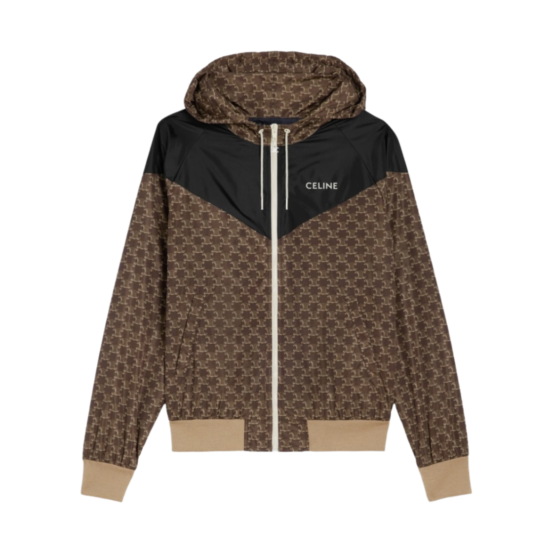 2W343344N-02BL Celine Blouson Jacket in Monogram Nylon Beige Black