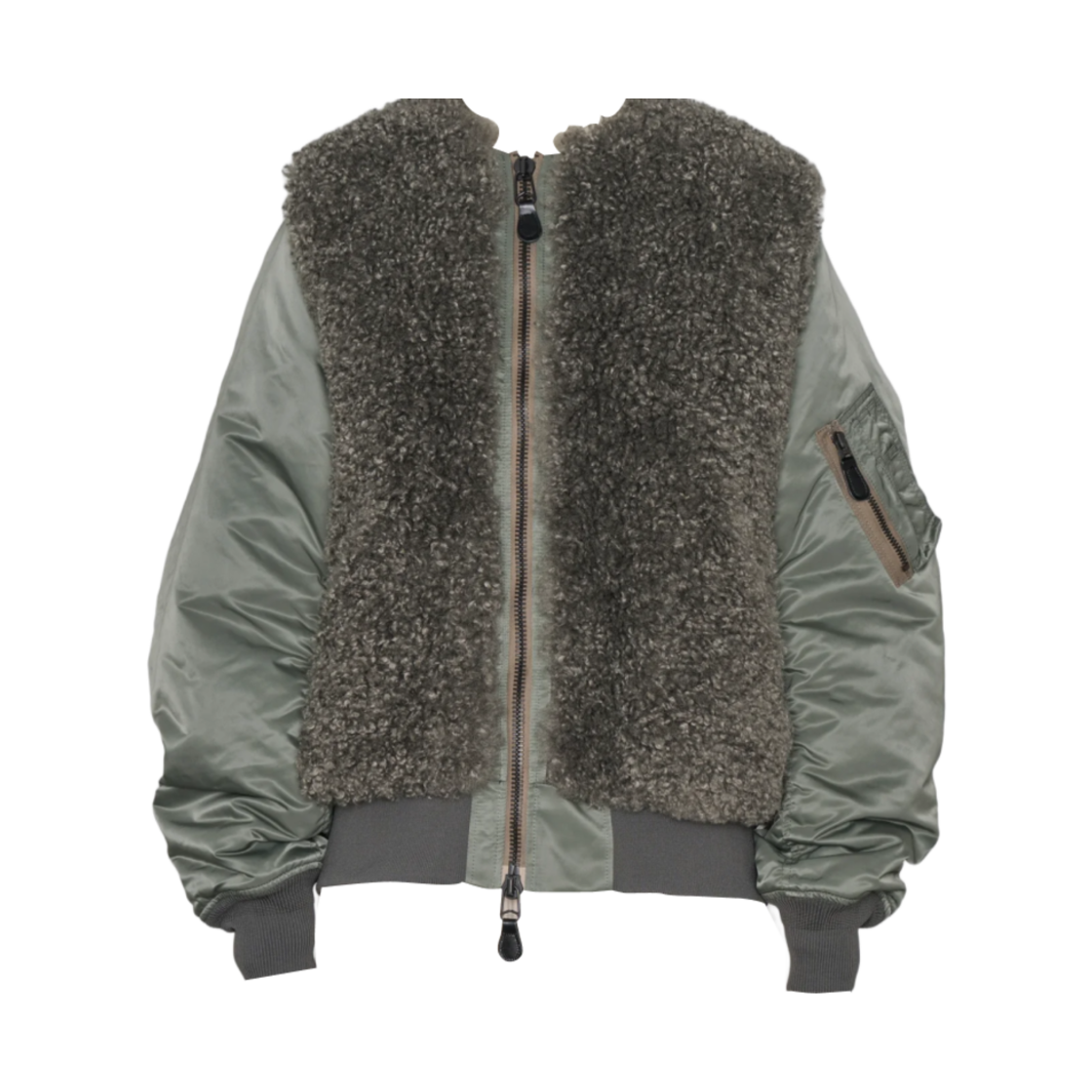 (W) 하이크 포우 셔링 타입 MA-1 자켓 올리브 드랩((W) Hyke Faux Shearling Type MA-1 Jacket Olive Drab)