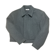 Nonnod Wool Cropped Jacket Grey Asphalt