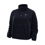(W) Nike One Therma-Fit Oversized Half Zip Fleece Top Black White - Asia