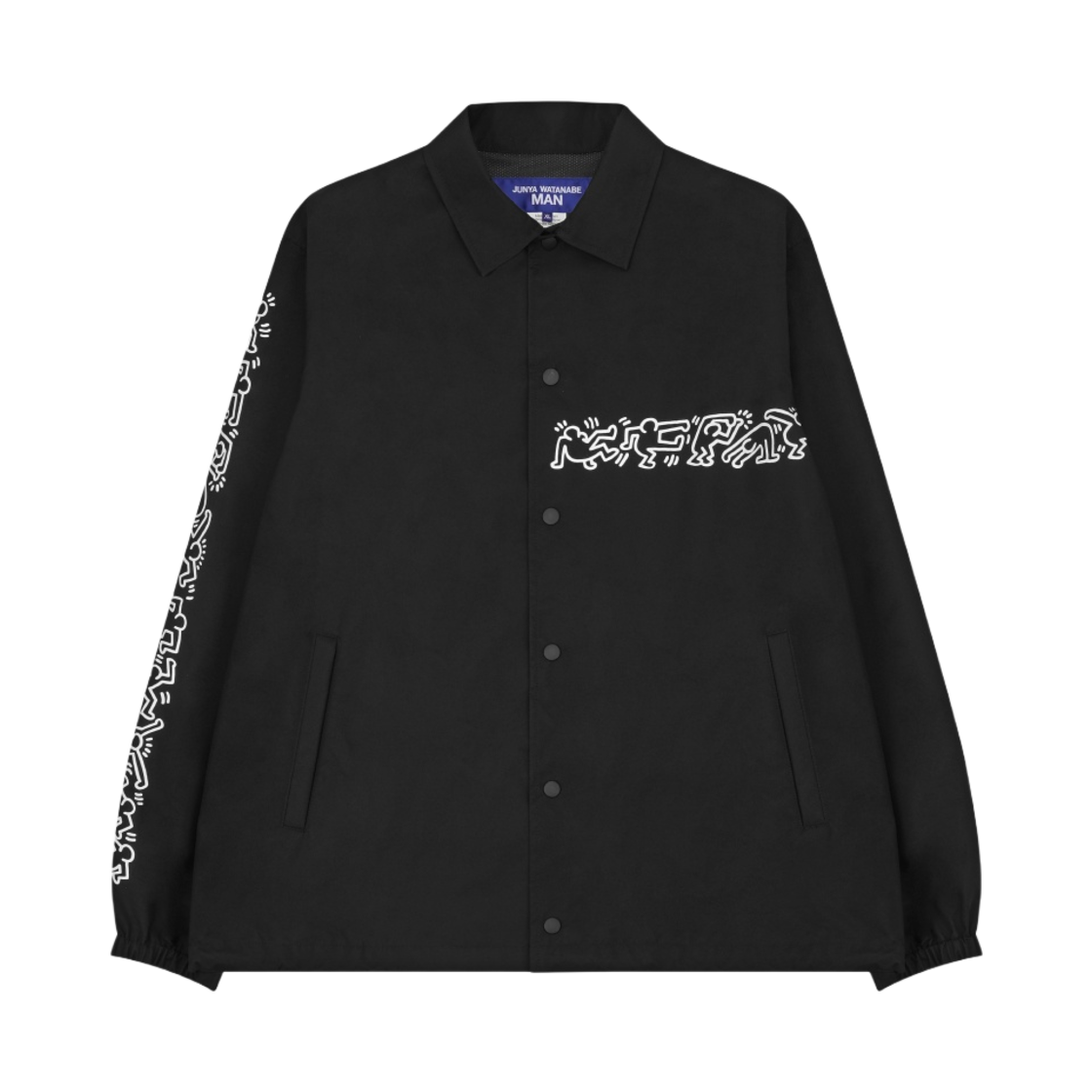 WK-J020-051 Junya Watanabe x Keith Haring Nylon Twill Laminate Print Coach Jacket Black