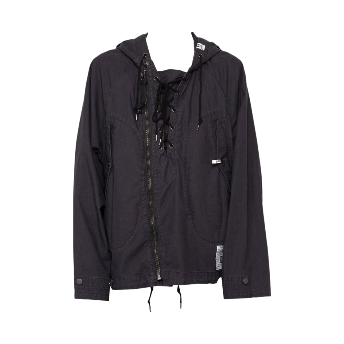 J12BL051-BLACK Maison Mihara Yasuhiro Lace-up Hooded Jacket Black
