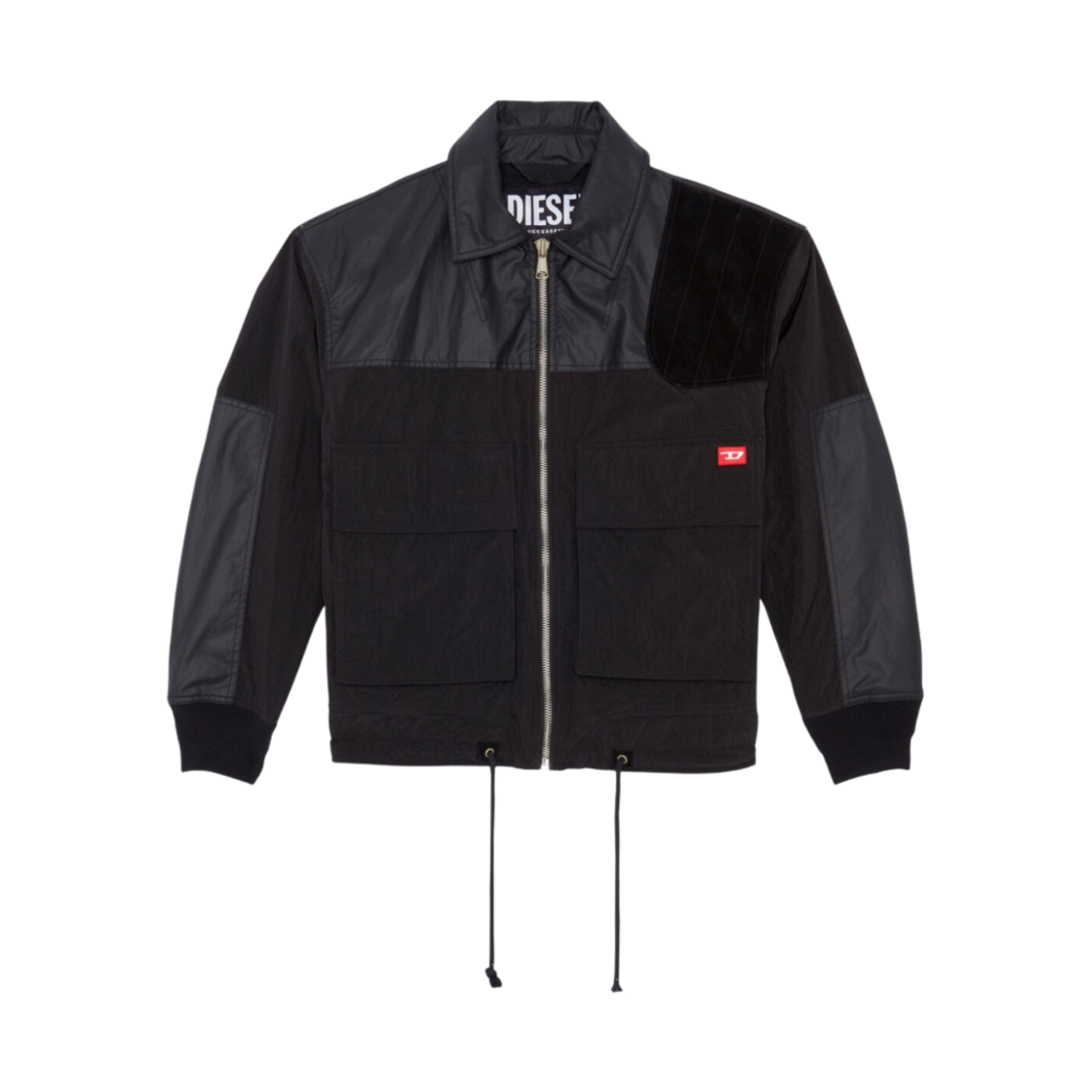 디젤 J-Tech 나일론 엔 레더 패널 자켓 블랙(Diesel J-Tech Panelled in Nylon and Leather Jacket Black) - 1