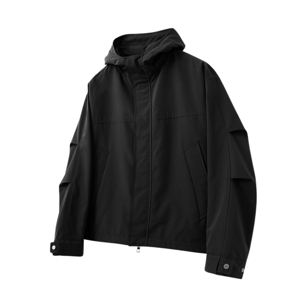 티엔지티 오버핏 후드 쉘파카 블랙