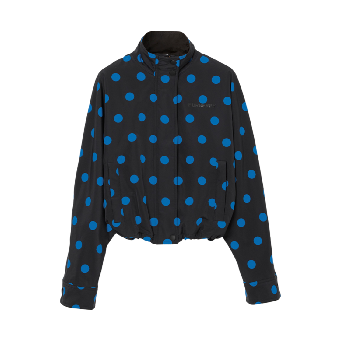 (W) 버버리 폴카 닷 나일론 자카드 퍼넬 넥 자켓 비비드 블루