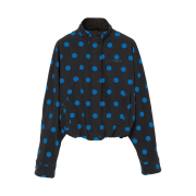 (W) Burberry Polka Dot Nylon Jacquard Funnel Neck Jacket Vivid Blue