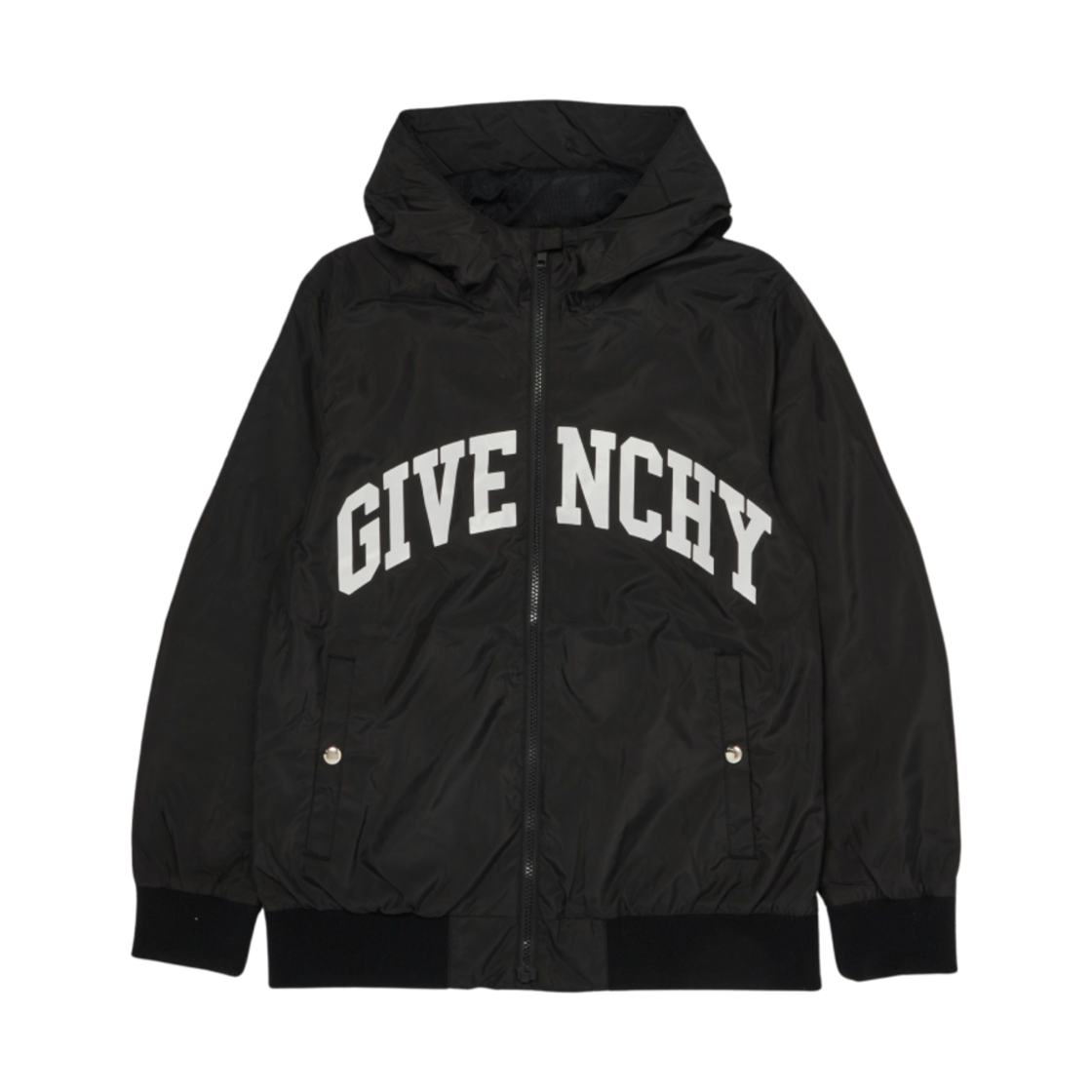 H30119-09B (Kids) Givenchy Logo Jacket in Nylon Black