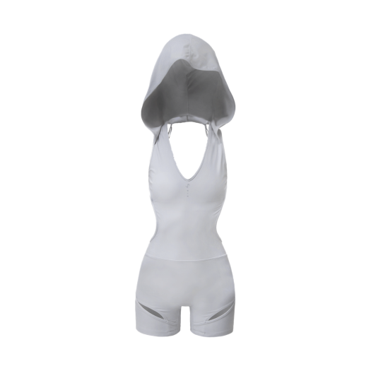24HS-SW02-GR OJOS Thigh Slit Hoodie Monokini Grey