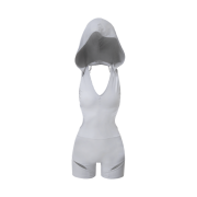 OJOS Thigh Slit Hoodie Monokini Grey