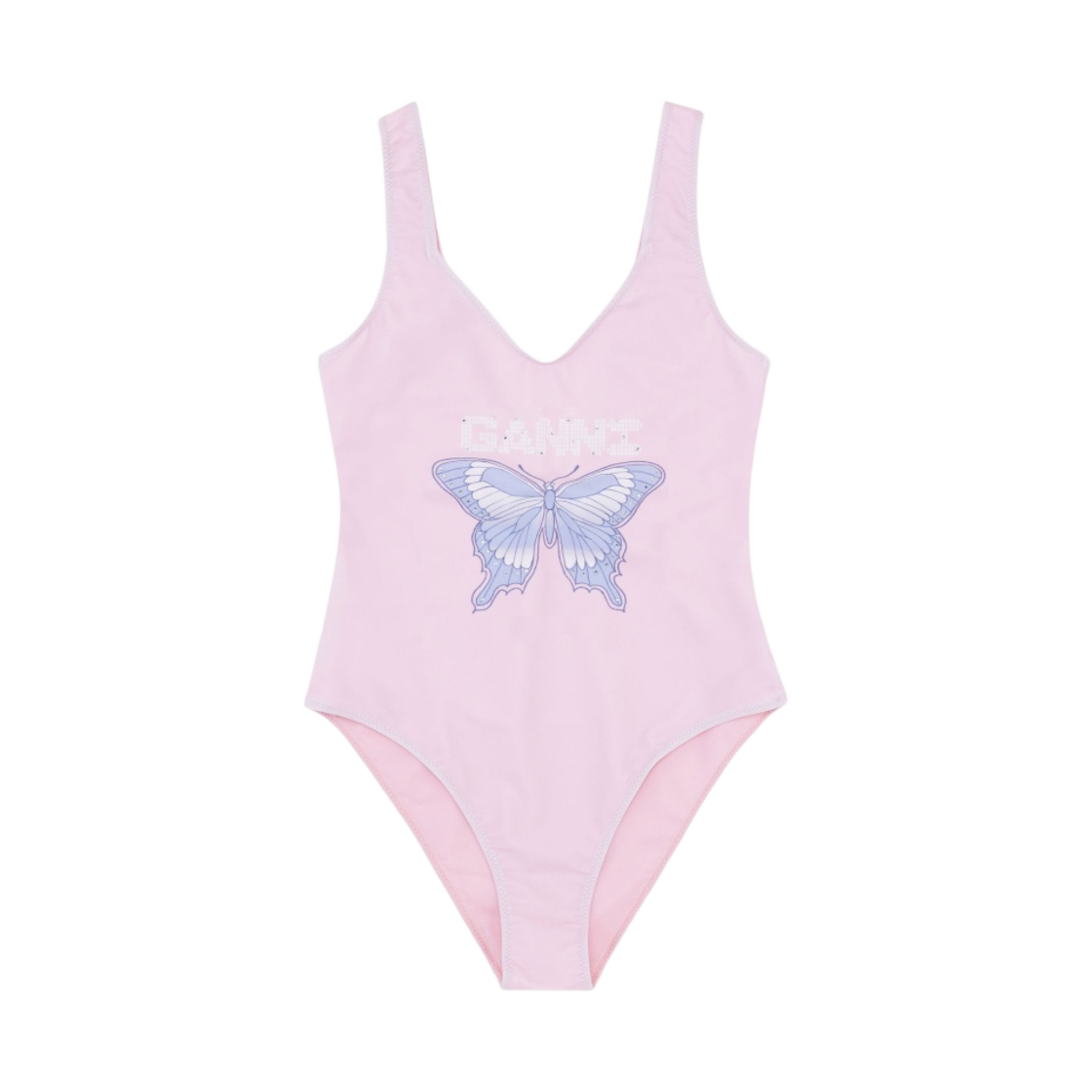 (W) 가니 그래픽 딥 컷 스윔수트 라이트 라일락((W) Ganni Graphic Deep Cut Swimsuit Light Lilac) - 1