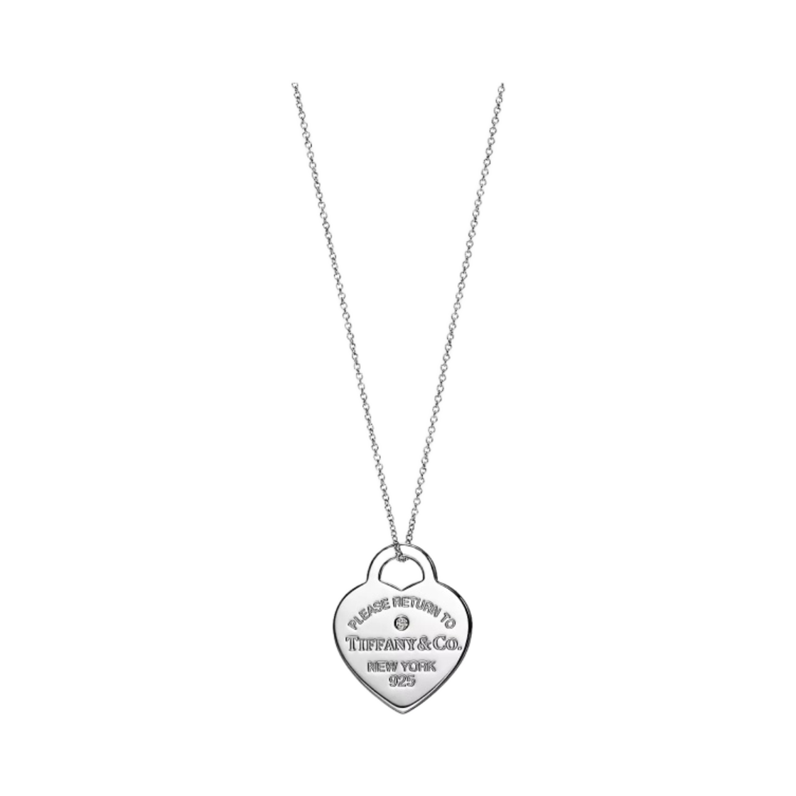 티파니 앤 코 리턴 투 티파니 하트 태그 펜던트 미디움 스털링 실버 다이아몬드(Tiffany & Co. Return To Tiffany Heart Tag Pendant Medium Sterling Silver with Diamonds)