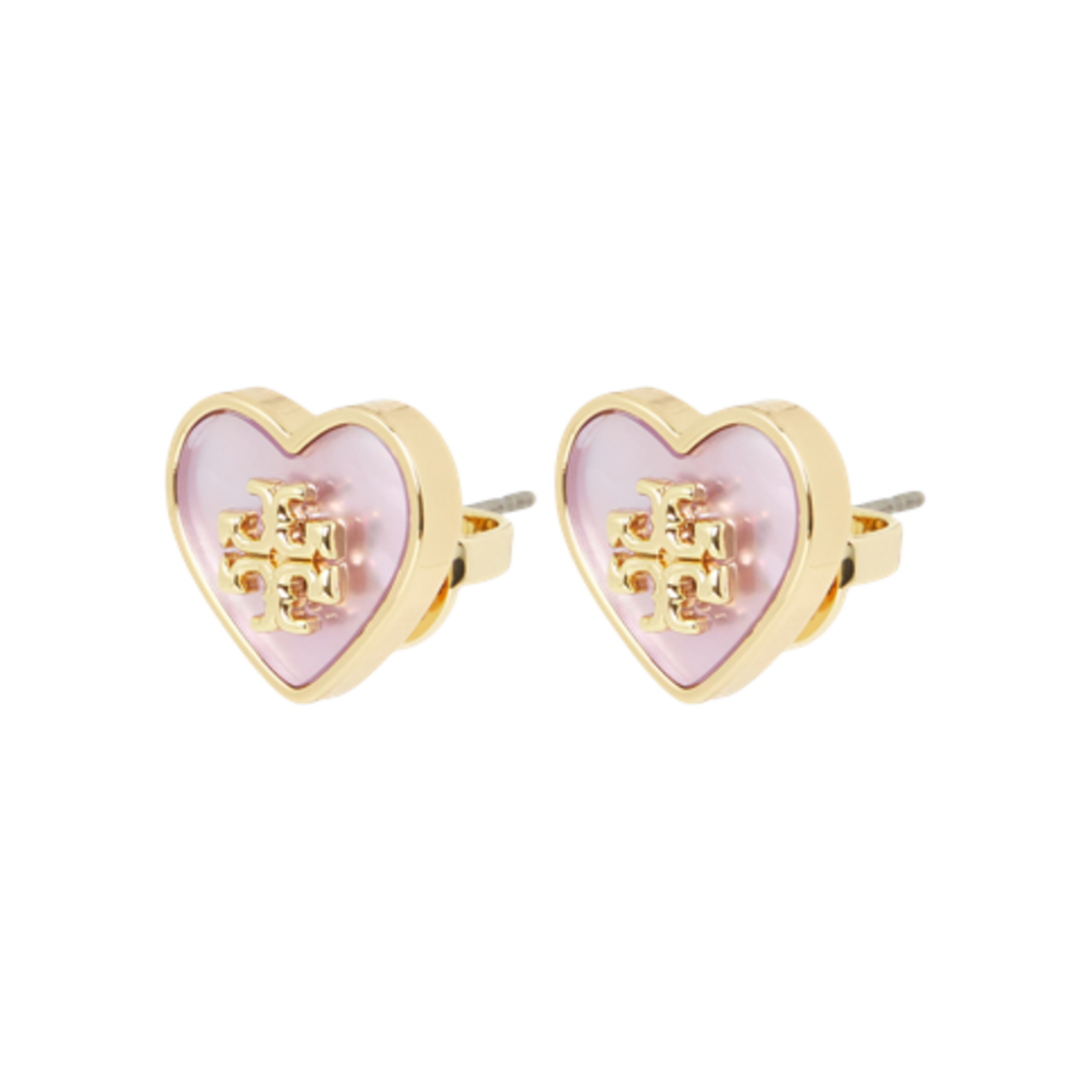157979-700 (W) Tory Burch Kira Heart Stud Earrings Gold Pink