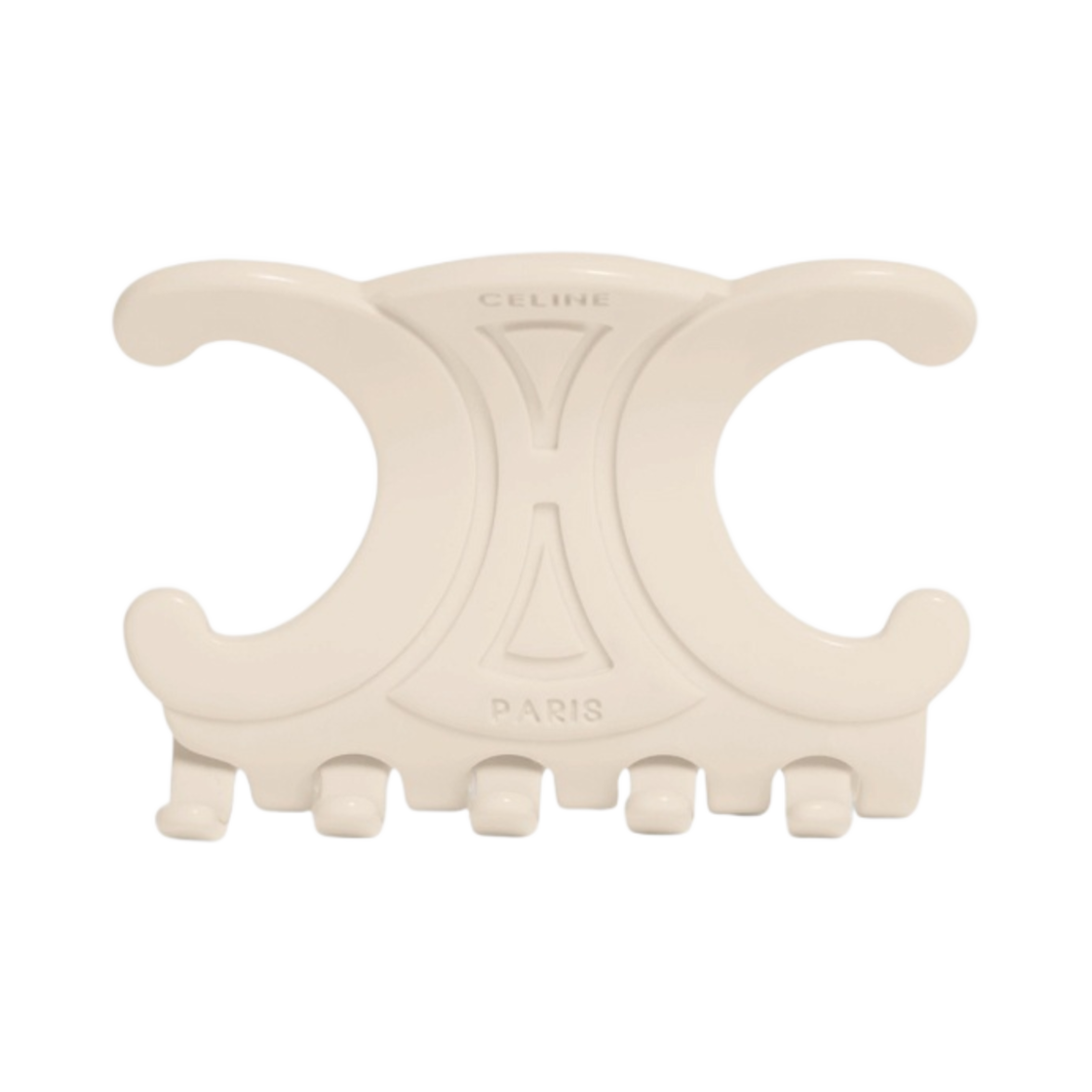 46Y856IAS-01AV (W) Celine Triomphe Large Hair Claw in Acetate & Steel Ivory