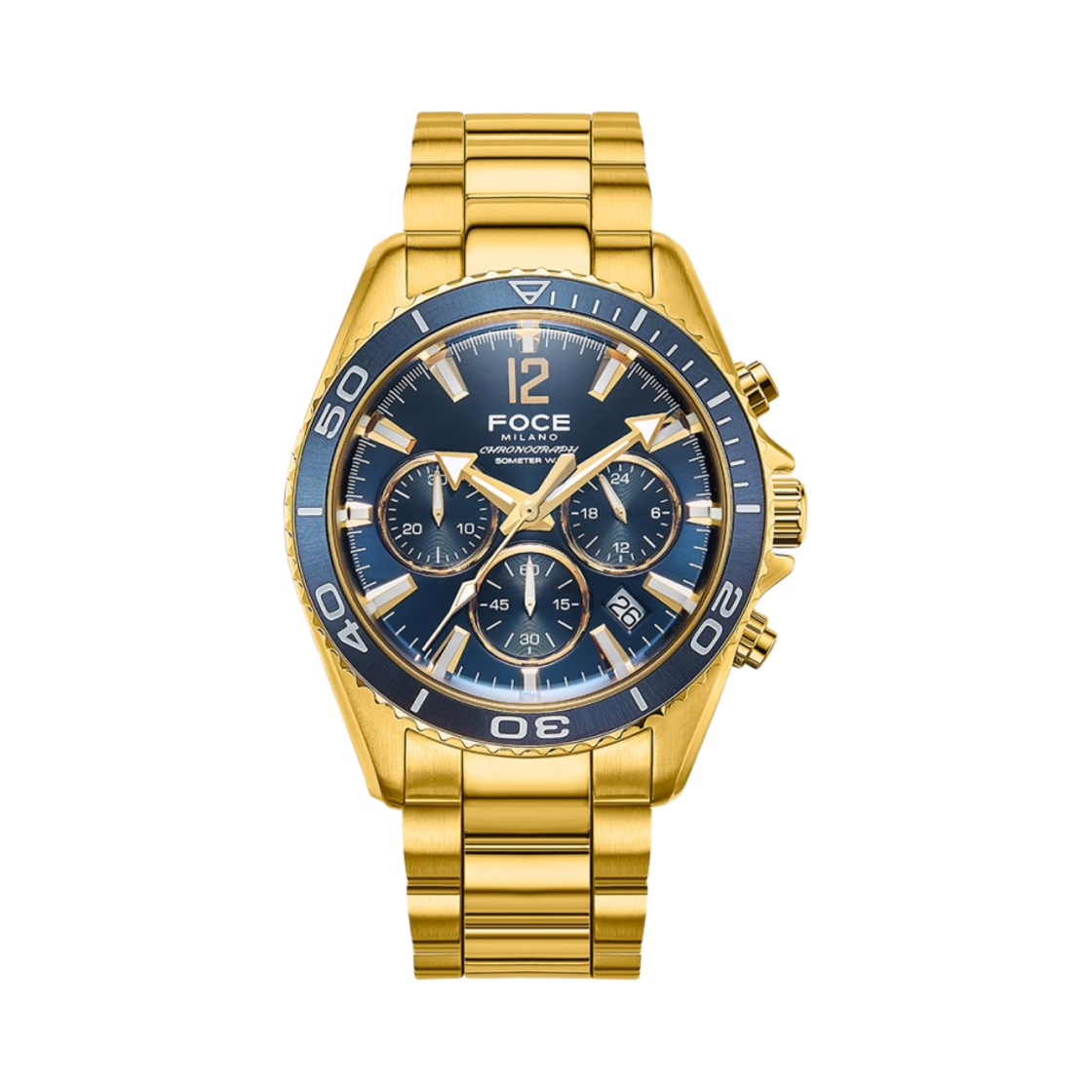 포체 44mm 크로노그래프 메탈 워치 골드(Foce 44mm Chronograph Metal Watch Gold)