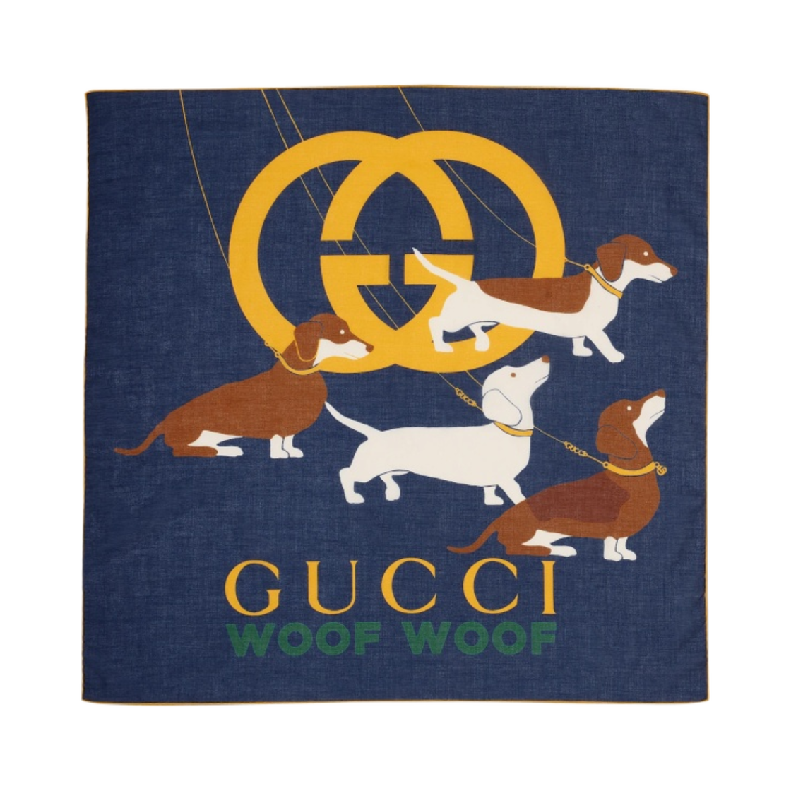 구찌 인터로킹 G 독스 프린트 코튼 보일 까레 블루(Gucci Interlocking G Dogs Print Cotton Voile Carre Blue) - 1