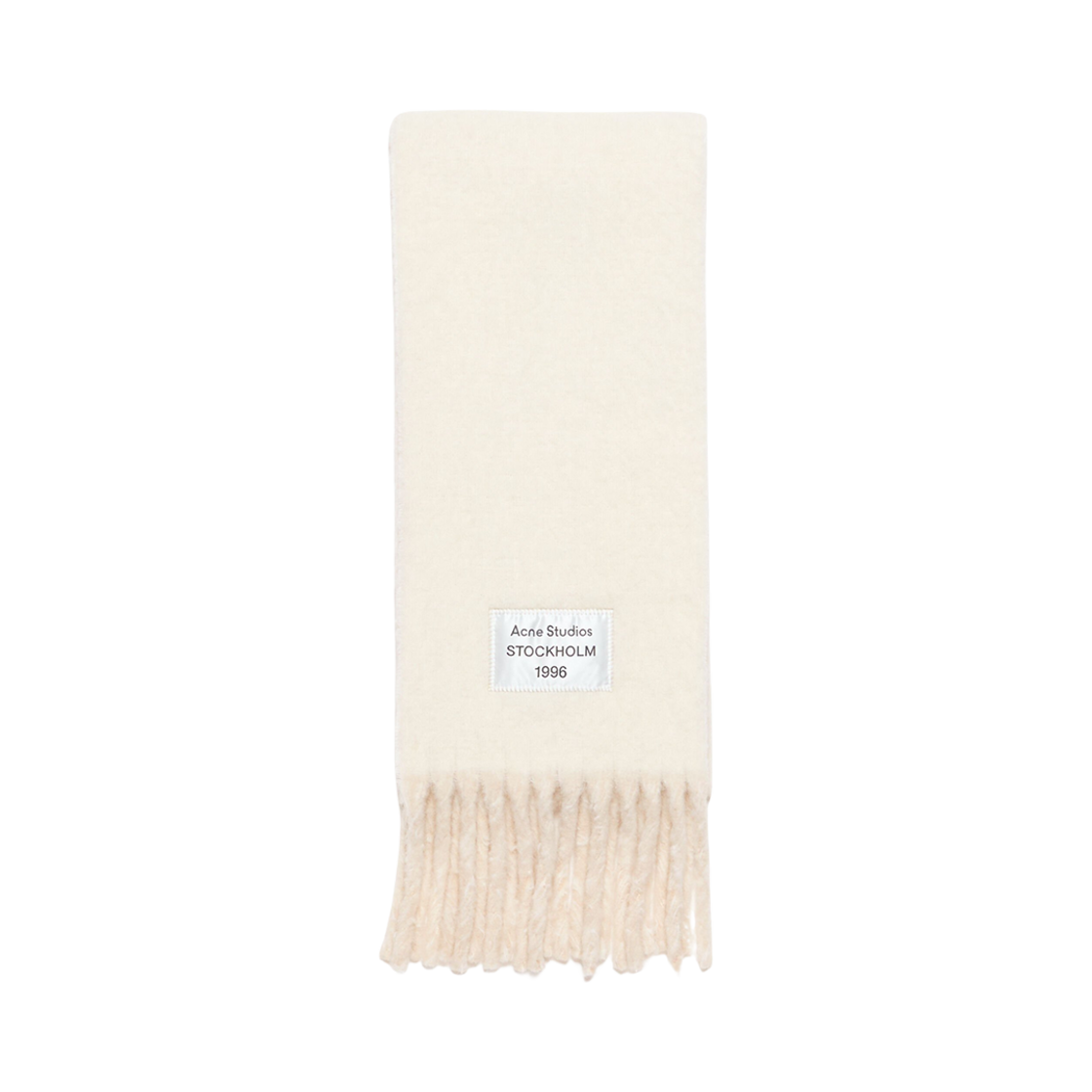 CA0343-AYS Acne Studios Fringed Muffler Logo Label White Beige
