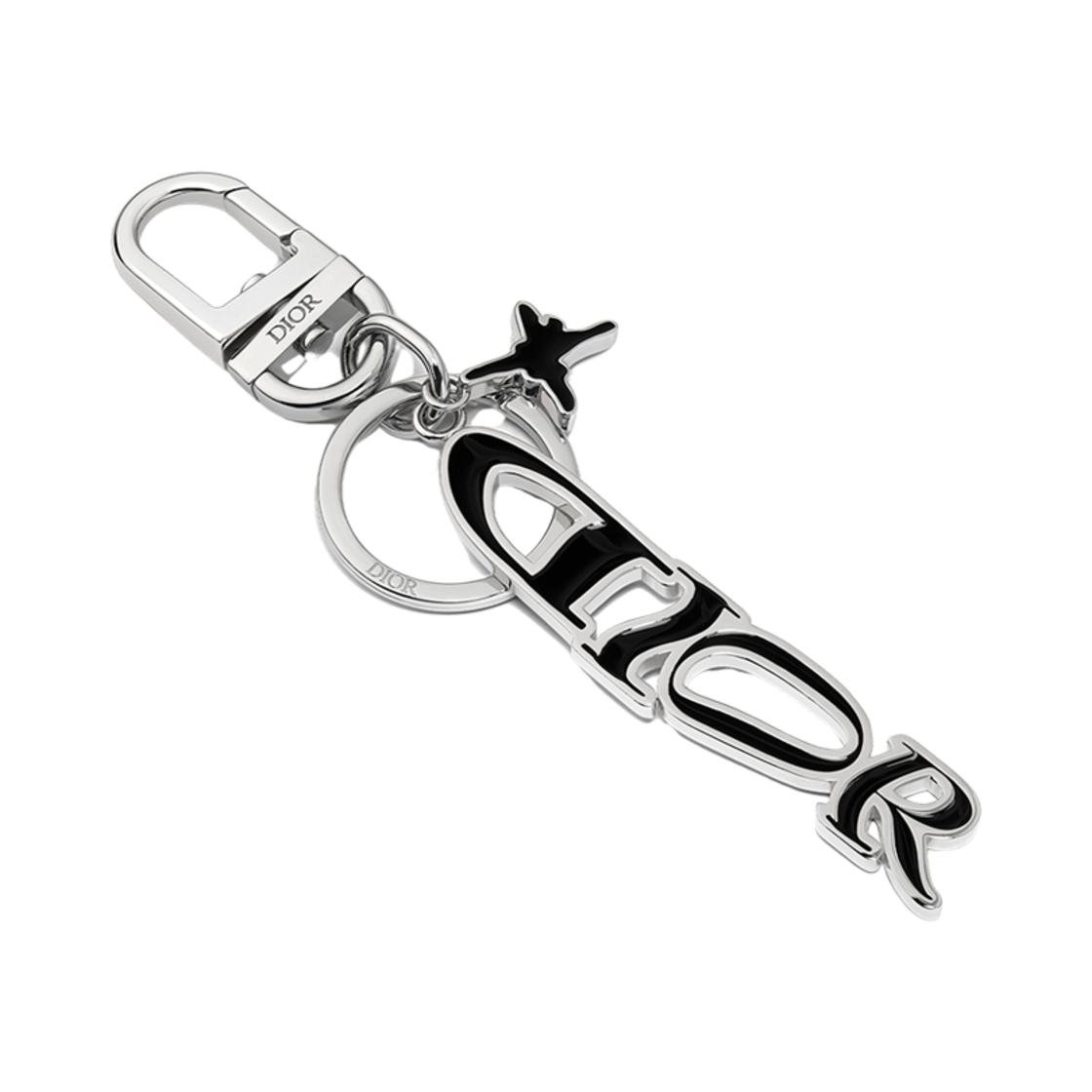 디올 x 루이스 해밀턴 키링 팔라듐 피니쉬 브래스 블랙 에나멜(Dior x Lewis Hamilton Keyring Palladium Finish Brass Black Enamel) - 1