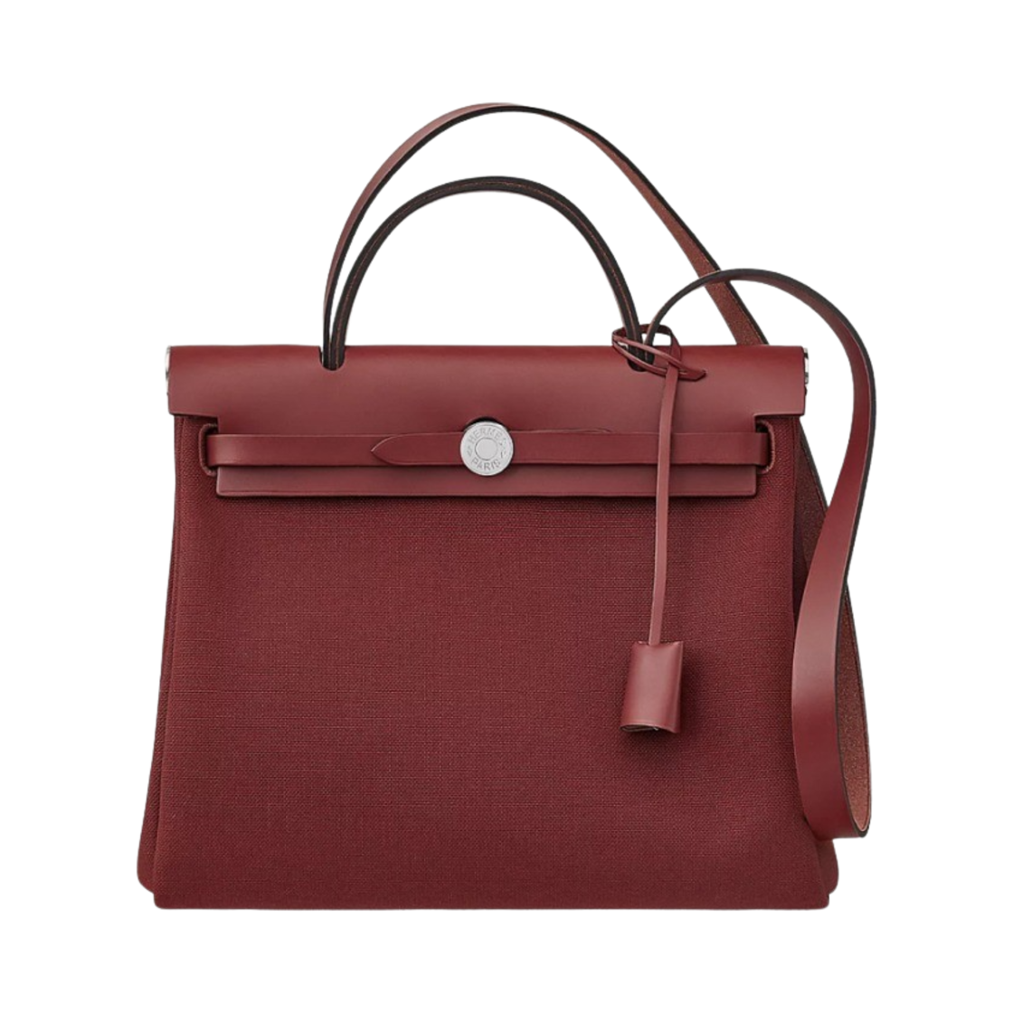 H078971CKAB Hermes Herbag Zip 31 Bag Military Canvas Hunter Cowhide & Palladium Rouge H - 대표 이미지 #1