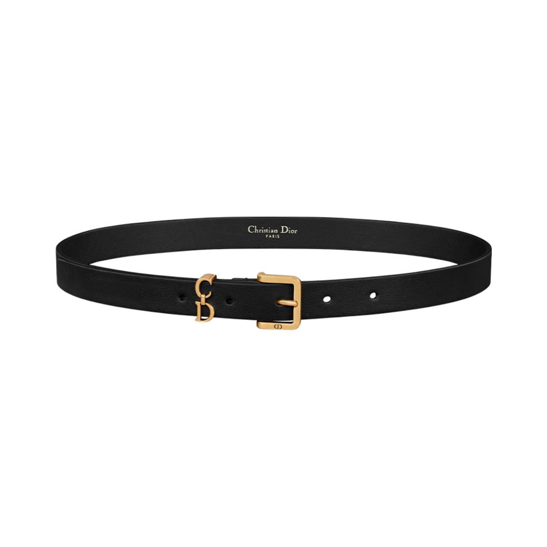 (W) 디올 20mm 새들 루프 벨트 스무스 카프스킨 블랙((W) Dior 20mm Saddle Loop Belt Smooth Calfskin Black) - 1