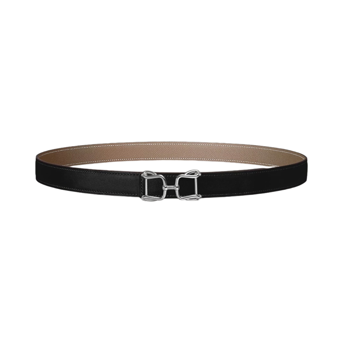 (W) 에르메스 아라베스크 벨트 버클 & 리버서블 가죽 스트랩 24mm & 실버 누아 에뚜쁘((W) Hermes Arabesque Belt Buckle & Reversible Leather Strap 24mm & Silver Noir Etoupe) - 1