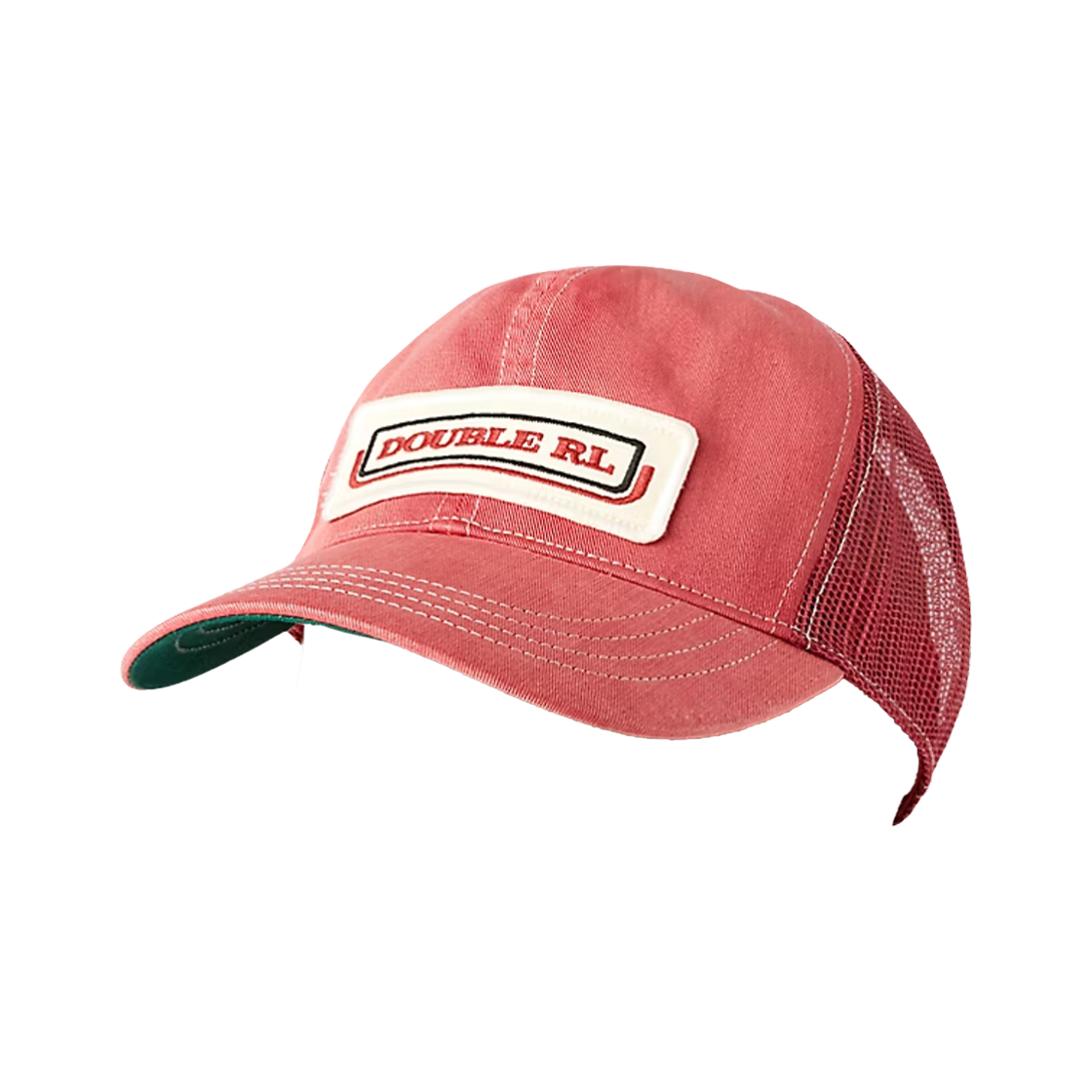 MARRHGS0J420076600/782805008002 Double RL Logo Patch Twill Trucker Cap Faded Red