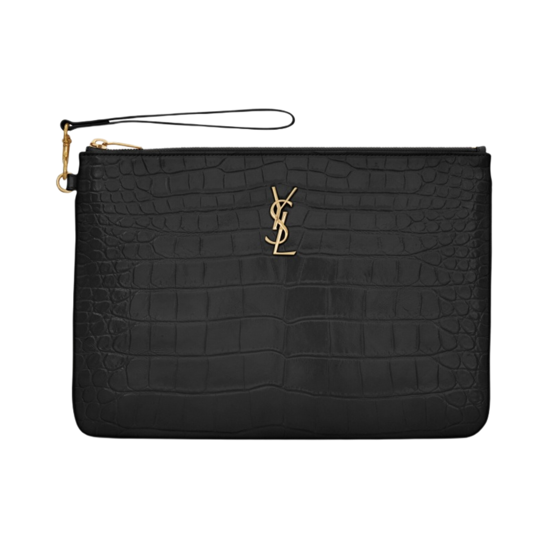 생로랑 카산드라 태블릿 파우치 크로커다일 엠보스 레더 블랙(Saint Laurent Cassandre Tablet Pouch In Crocodile-Embossed Leather Black) - 1