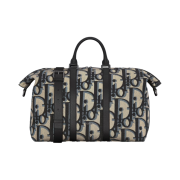 Dior Weekender 40 Bag  Maxi Oblique Jacquard Beige Black