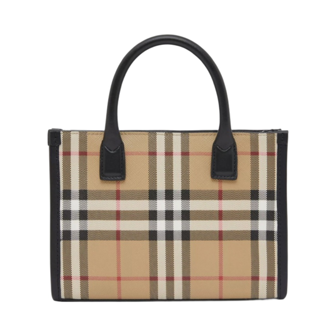 버버리 빈티지 체크 레더 미니 토트백 아카이브 베이지(Burberry Vintage Check and Leather Mini Tote Bag Archive Beige) - 1