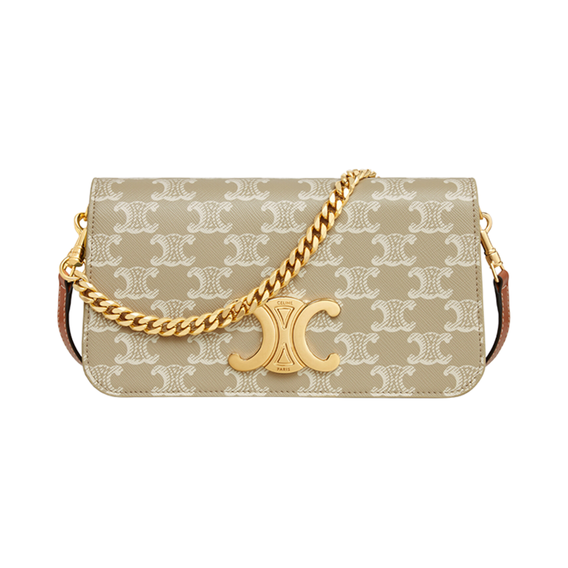 10L972FI6-02GR Celine Multipochette in Triomphe Canvas and Calfskin Mini Bag Grege
