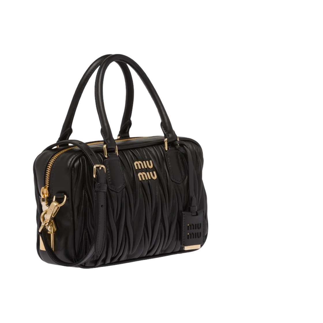 미우 미우 마테라쎄 나파 가죽 탑 핸들백 블랙(Miu Miu Matelasse Nappa Leather Top Handle Bag Black) - 2