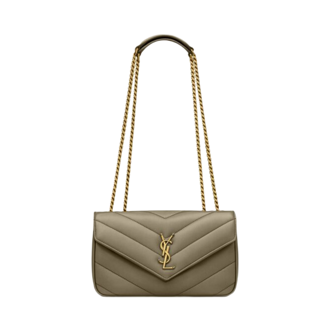 801437-AAEAX-3775 Saint Laurent Loulou Small in Matelasse Lambskin Dark Strong Moss