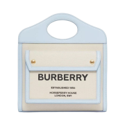 Burberry Mini Two-tone Canvas and Leather Pocket Bag Natural Pale Blue
