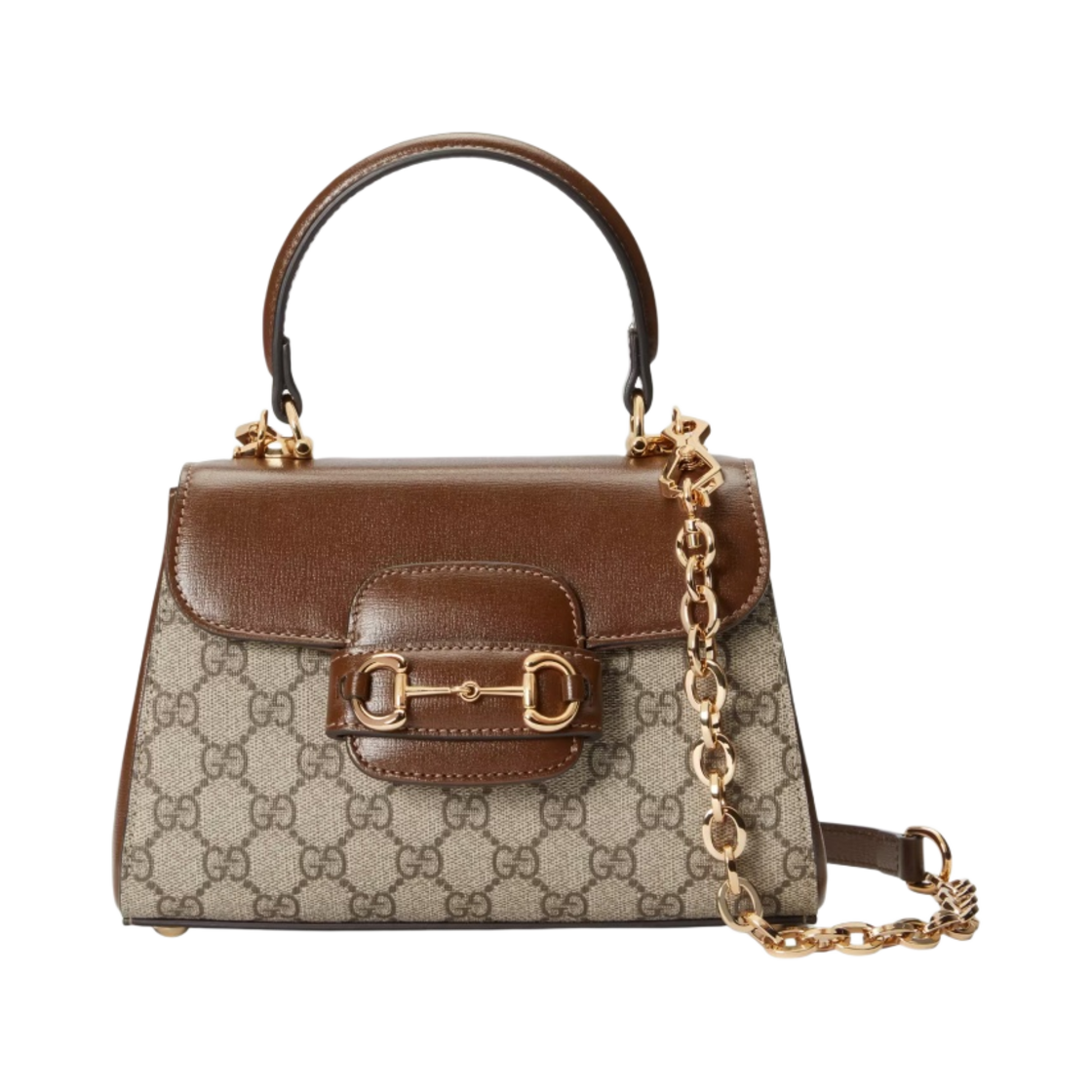 구찌 홀스빗 1955 탑 핸들백 브라운 베이지 에보니(Gucci Horsebit 1955 Top Handle Bag Brown Beige Ebony) - 1