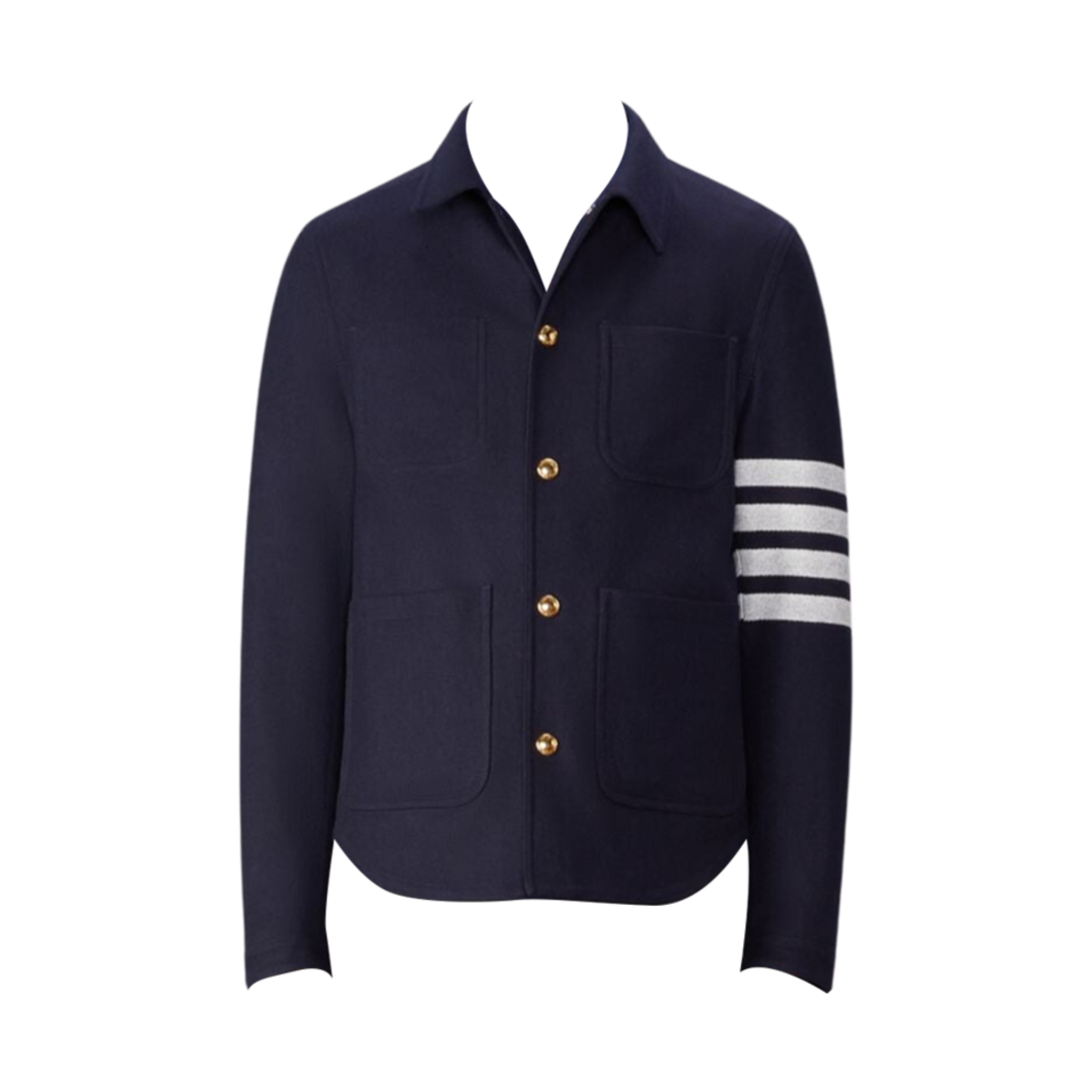MJO220U-F0522-415 Thom Browne Wool Cashmere 4-Bar Utility Jacket Navy