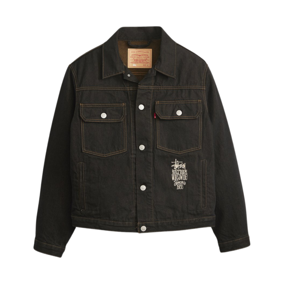 스투시 x 리바이스 크리스피 린스 트러커 자켓 블랙(Stussy x Levi's Crispy Rinse Trucker Jacket Black)