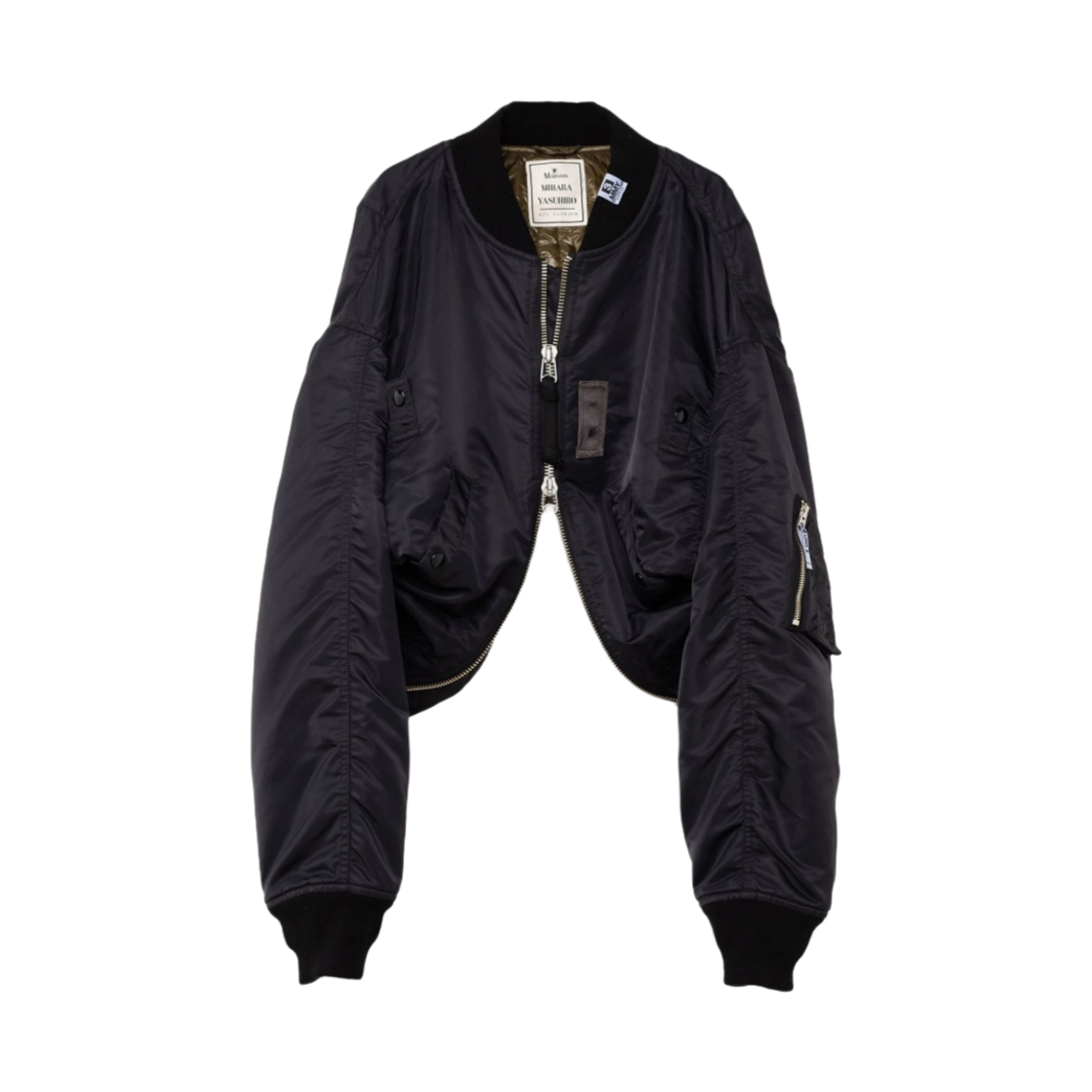 (W) 메종 미하라 야스히로 크롭 MA-1 블랙((W) Maison Mihara Yasuhiro Cropped MA-1 Black) - 1