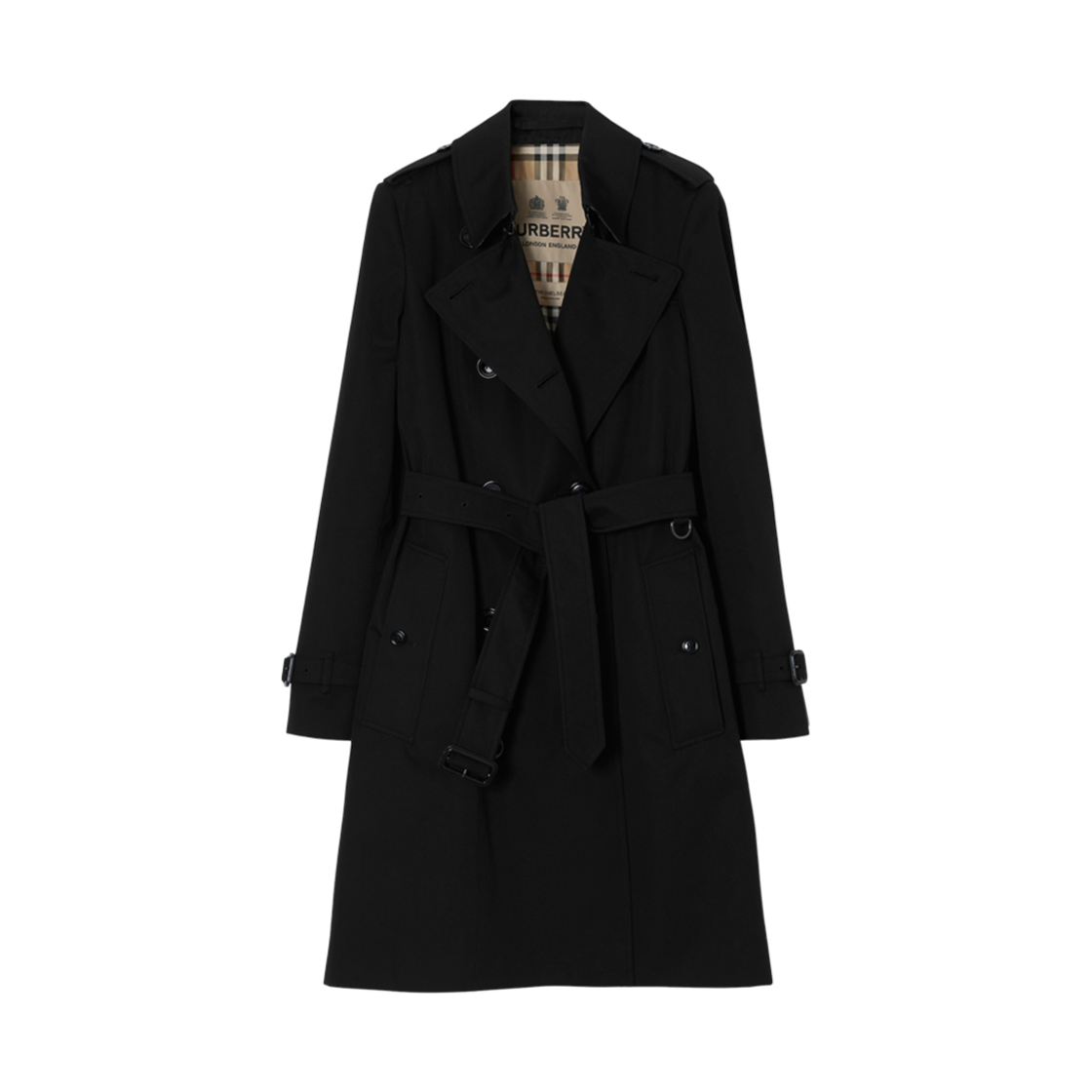 (W) 버버리 첼시 헤리티지 트렌치 코트 블랙((W) Burberry Chelsea Heritage Trench Coat Black) - 1