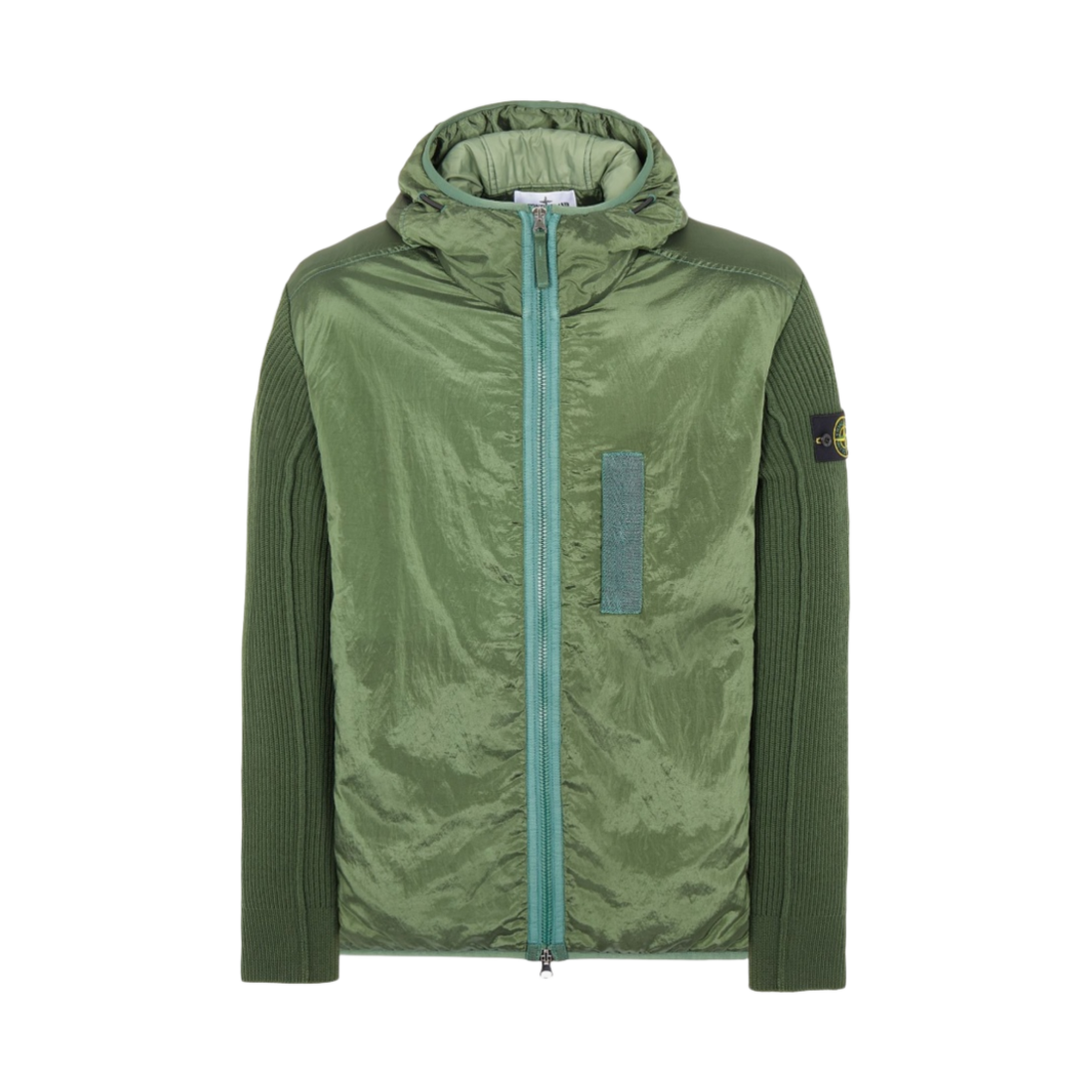 스톤 아일랜드 42730 나일론 메탈 에코닐 재생 나일론 프리마로프트 TC 앤 니트 올리브 그린 - 22FW(Stone Island 42730 Nylon Metal in Econyl Regenerated Nylon Primaloft TC and Knit Olive Green - 22FW) - 1