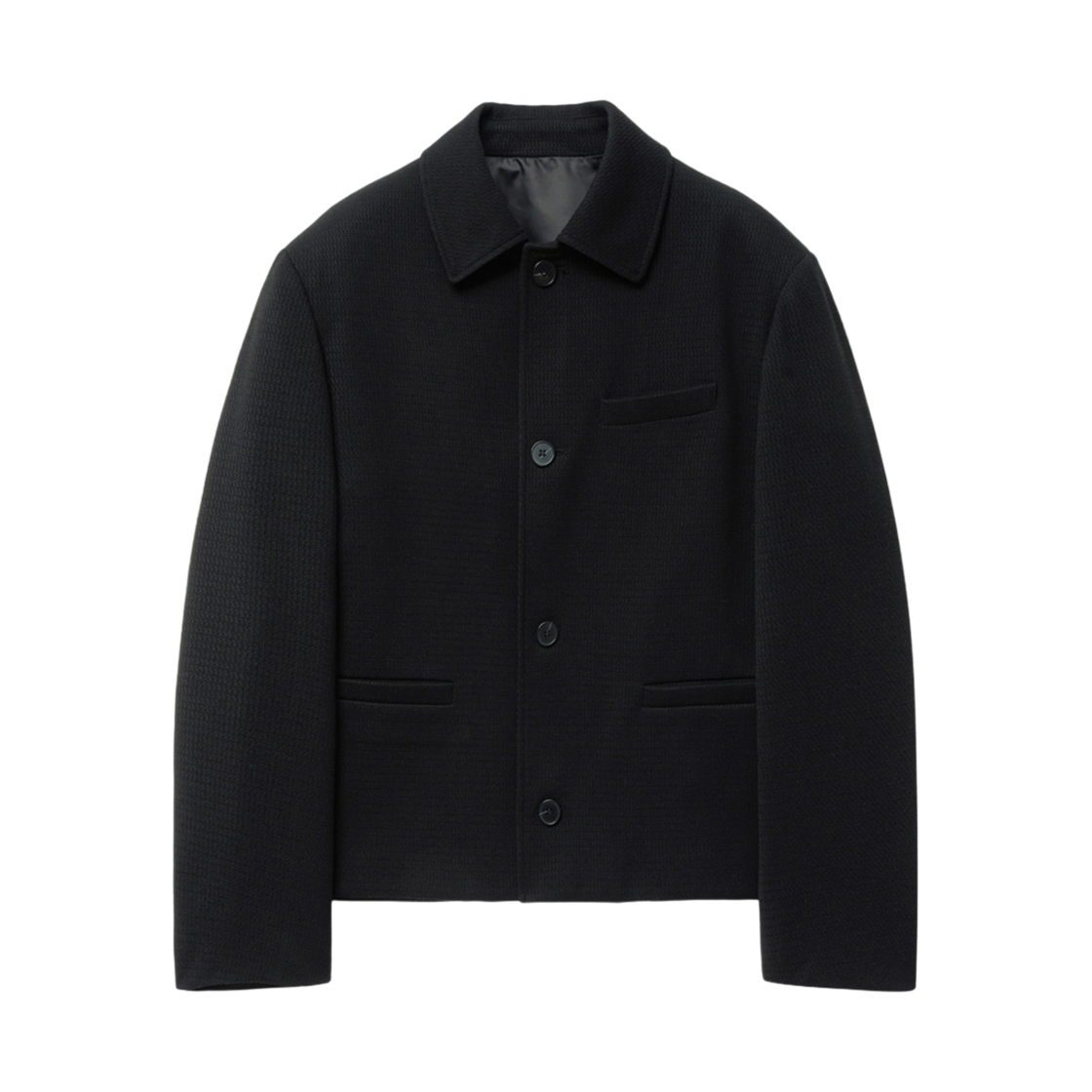 티엔지티 블랙 미니멀 트위드 크롭 자켓